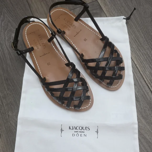 NWT Dôen K.Jacques Handmade Black Leather Sandals - Picture 11 of 16